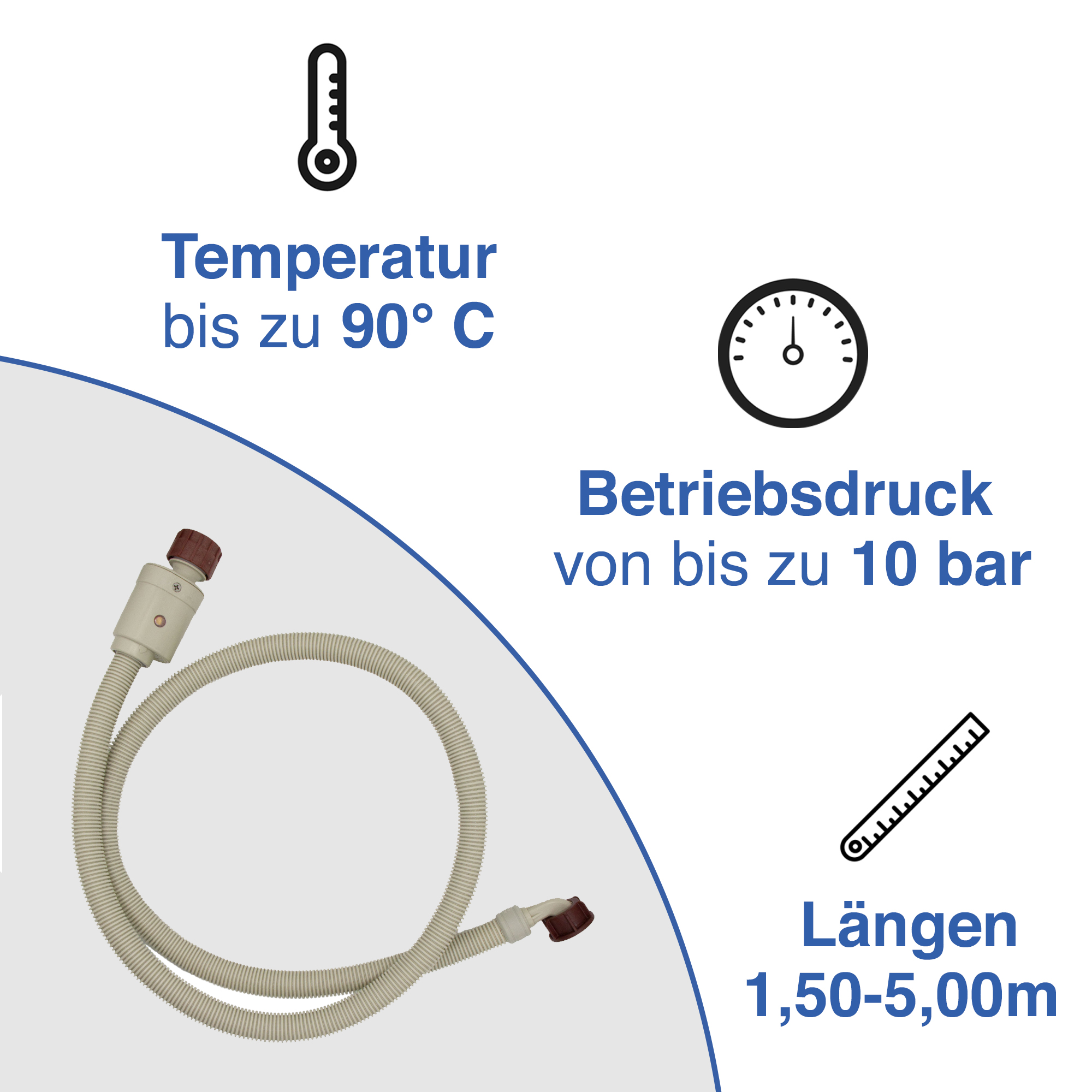 VARIOSAN Sicherheitszulaufschlauch 11435, 2,50 m, 3/4", Aquastop, für Waschmaschine und Geschirrspüler