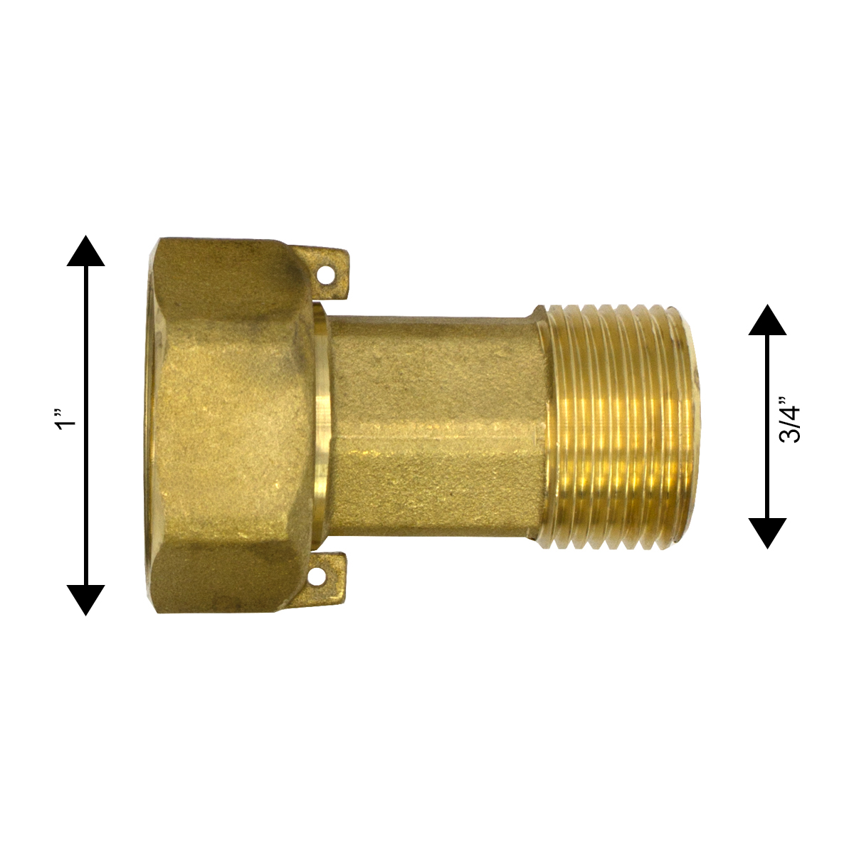 VARIOSAN Wasserzählerverschraubung 12623, 1" IG x 3/4" AG, 2 Stück, Messing