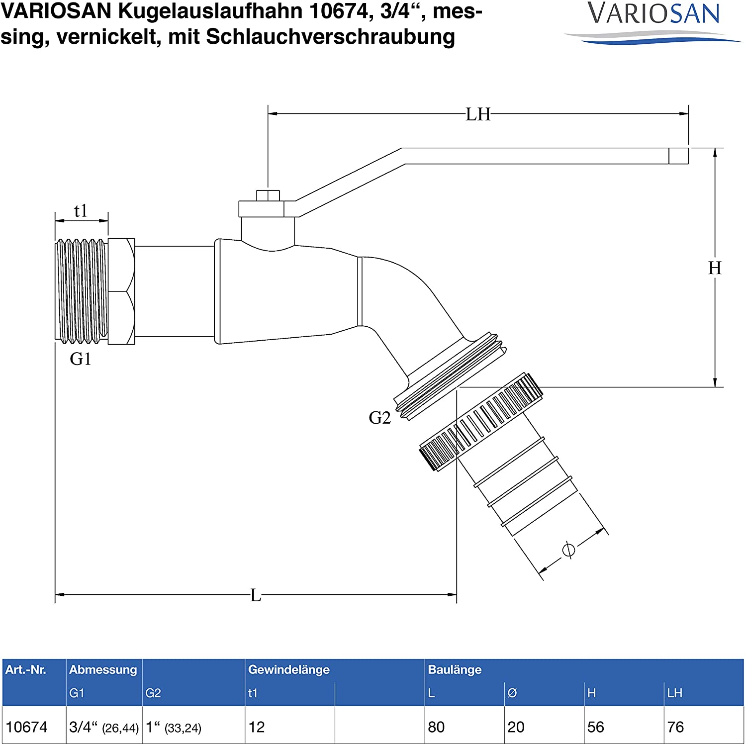 VARIOSAN IBC Auslaufhahn 11299, 3/4", matt, verchromt