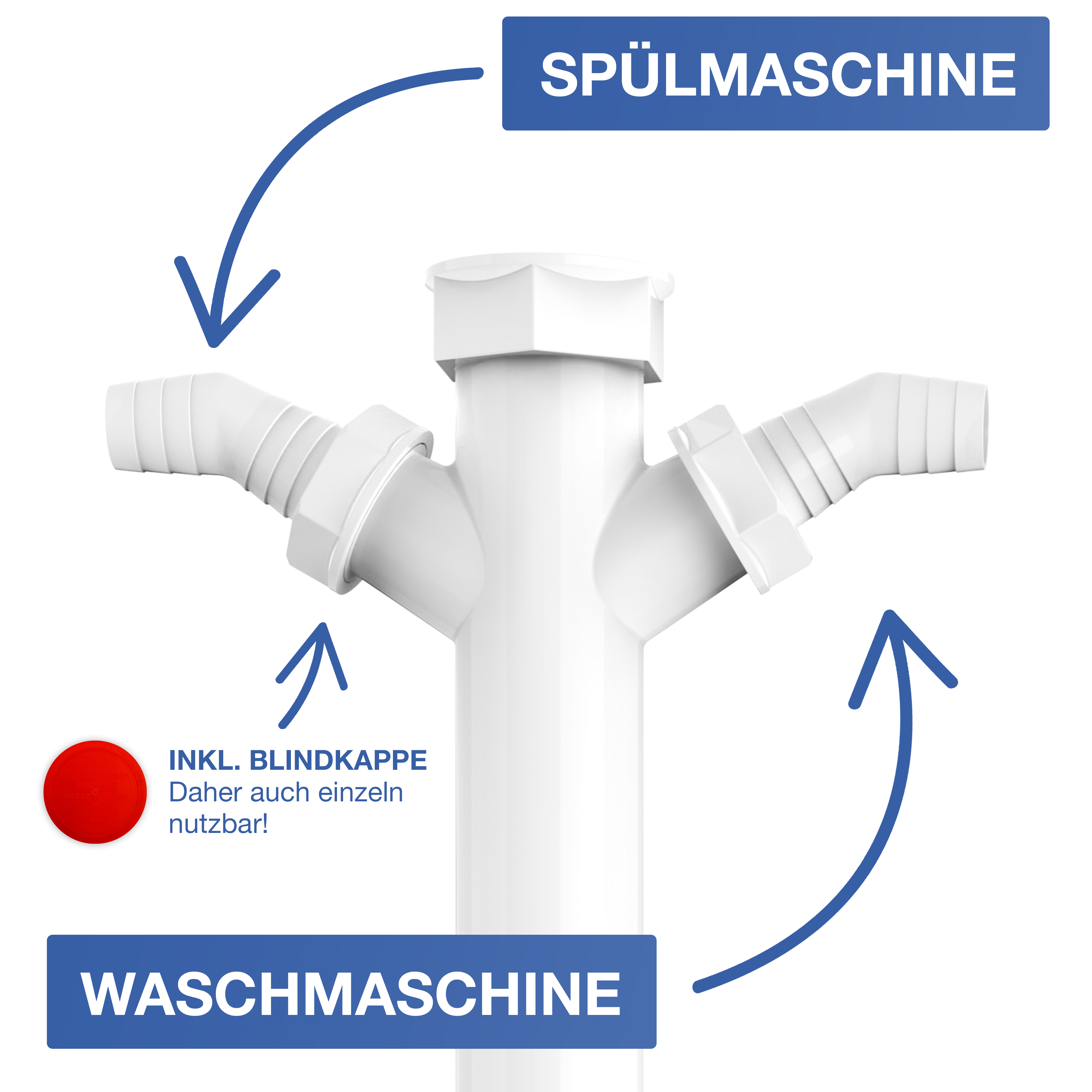 VARIOSAN Flexibler Röhrensiphon 11497, 1 1/2", 2 Siphon-Geräteanschlüsse 1", für Küchenspüle, Spülmaschine und Waschmaschine