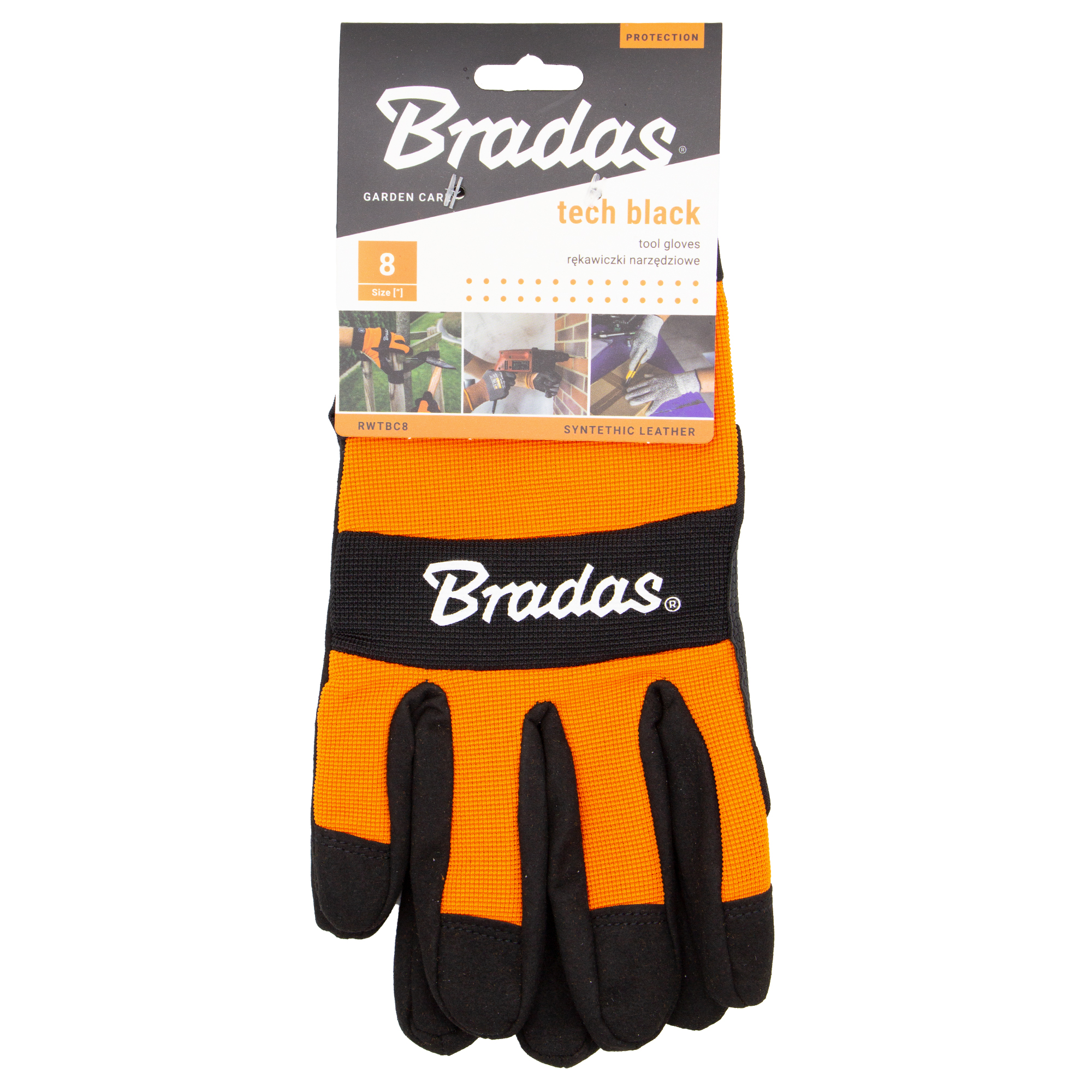 Bradas Gartenhandschuhe TECH BLACK, Größe 9, orange/schwarz