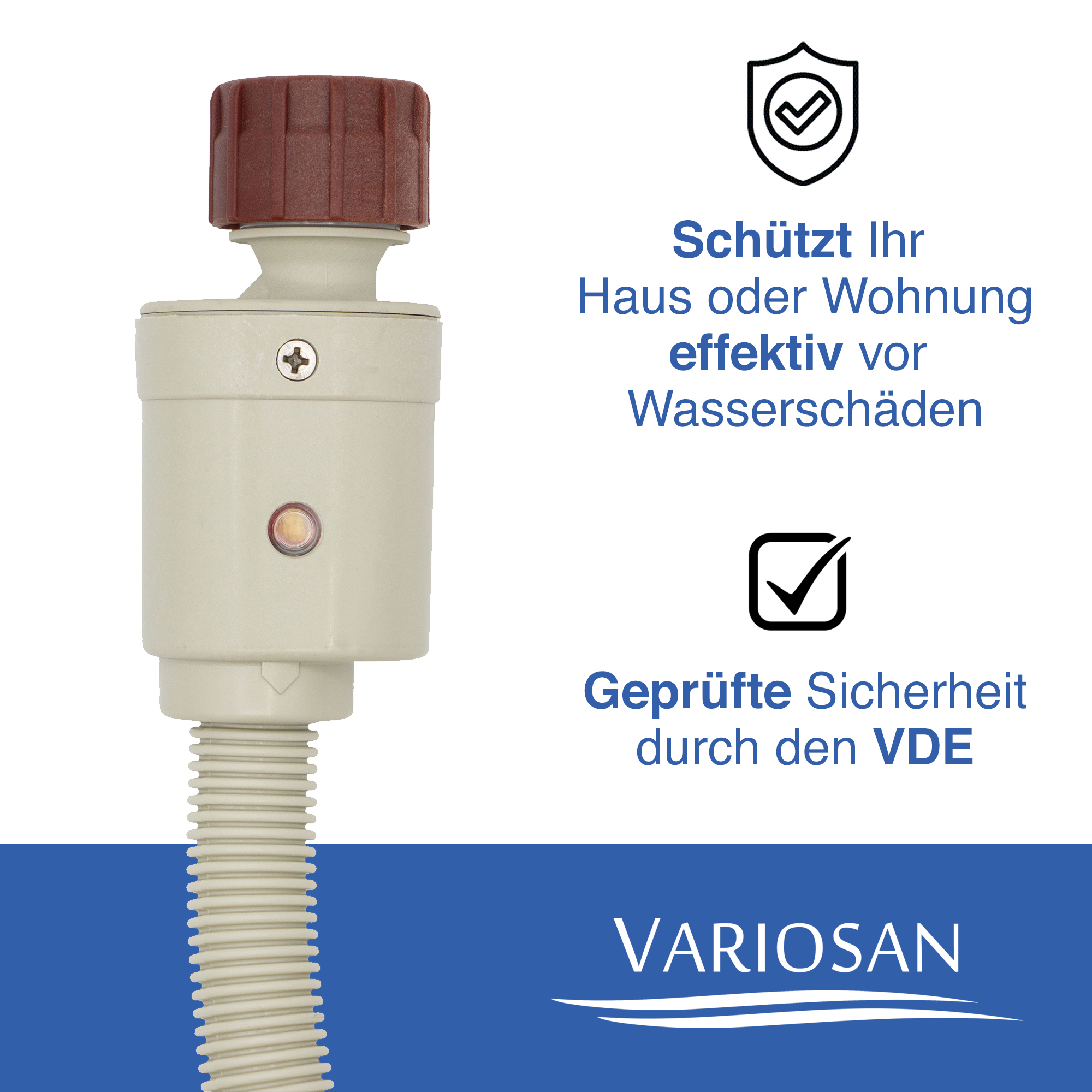 VARIOSAN Sicherheitszulaufschlauch 11435, 2,50 m, 3/4", Aquastop, für Waschmaschine und Geschirrspüler