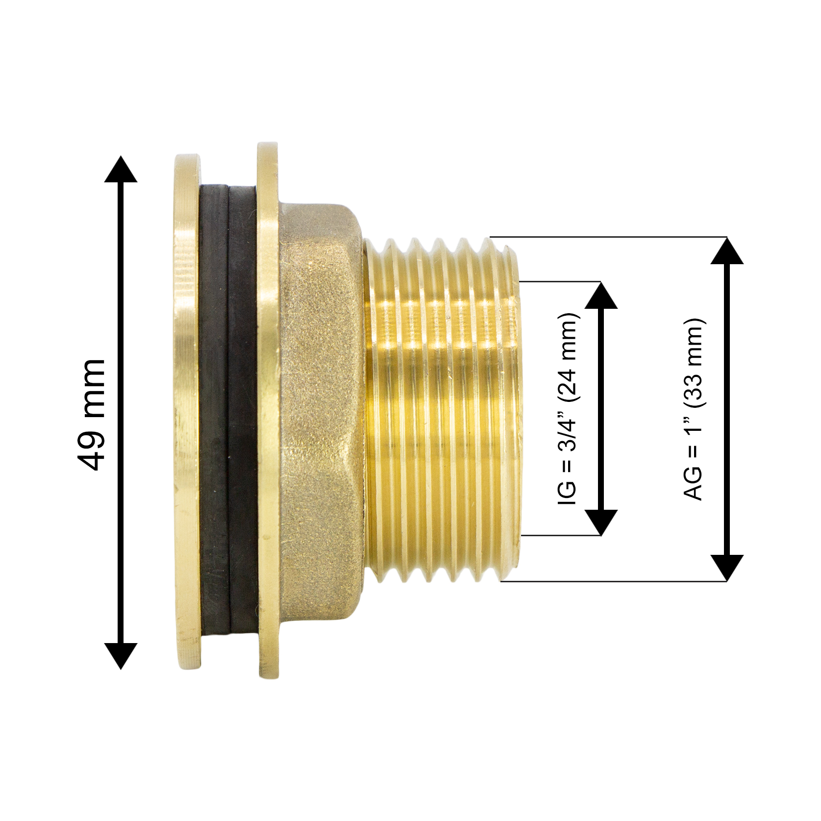 VARIOSAN Regentonnendurchführung + Auslaufventil Set 14948, 3/4", Messing, poliert