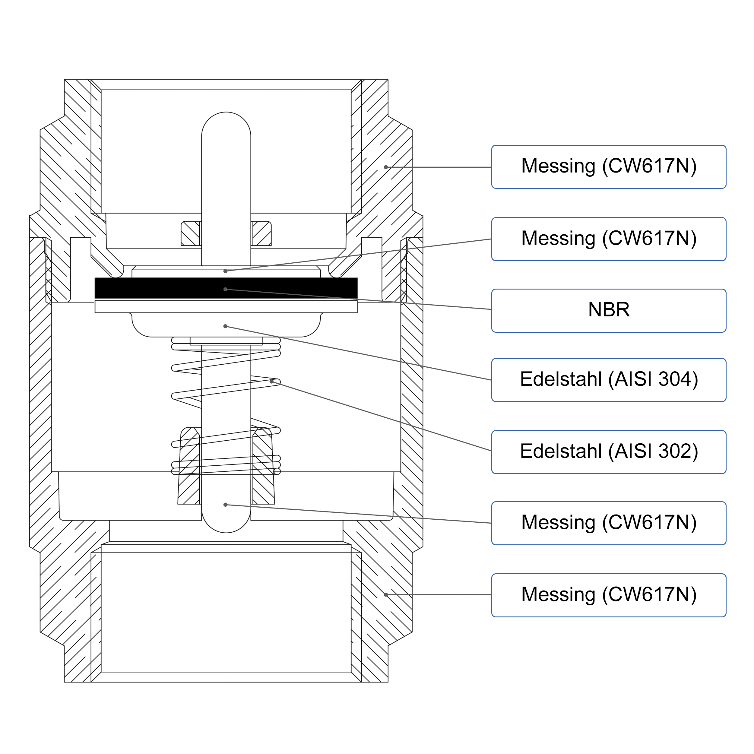 VARIOSAN Rückschlagventil 10698, 1/2", DN15, Messing, PN 25, IG