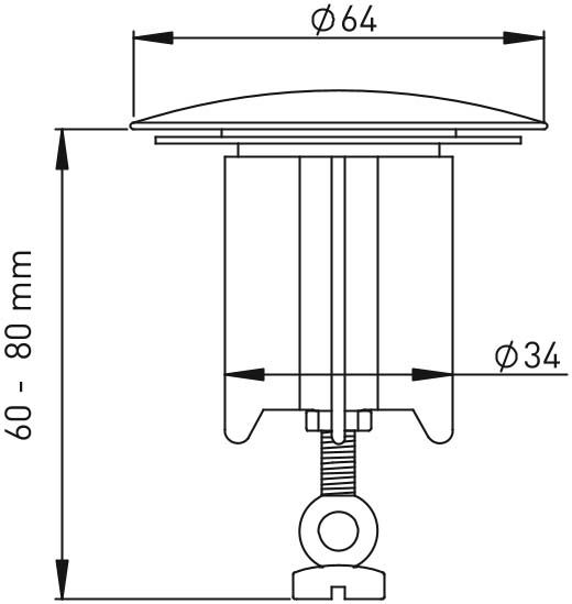 VARIOSAN Excenterstopfen Universal 16911, 1 1/4", Ø 64 mm, Messing verchromt