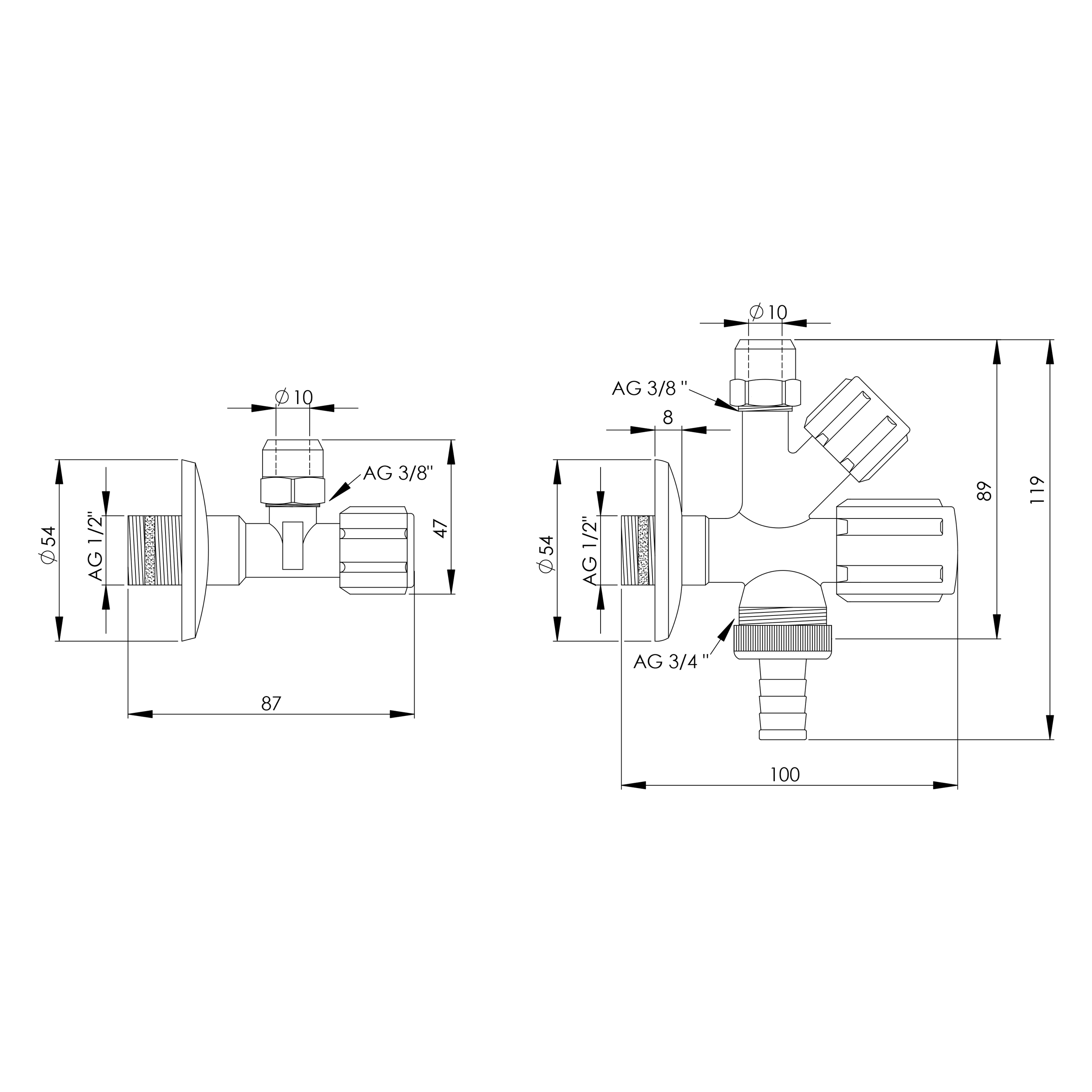 VARIOSAN Armaturenanschluss-Set 12685, 1/2", Kombi-Eckventil Eckventil, selbstdichtend