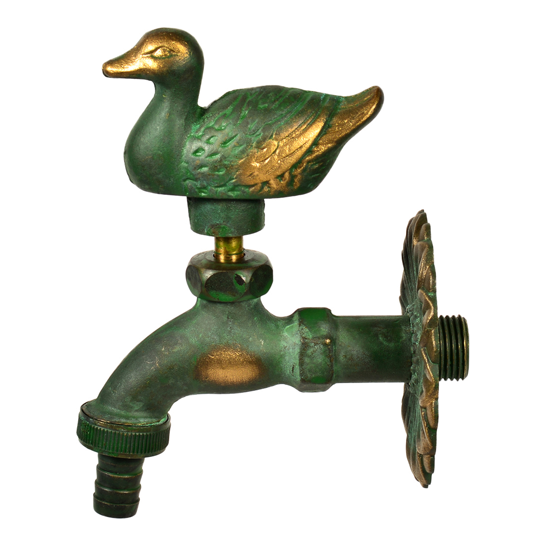 VARIOSAN Nostalgie-Auslaufventil "Ente" 11213, 1/2", Messing-patiniert, langer Wandabstand, massive