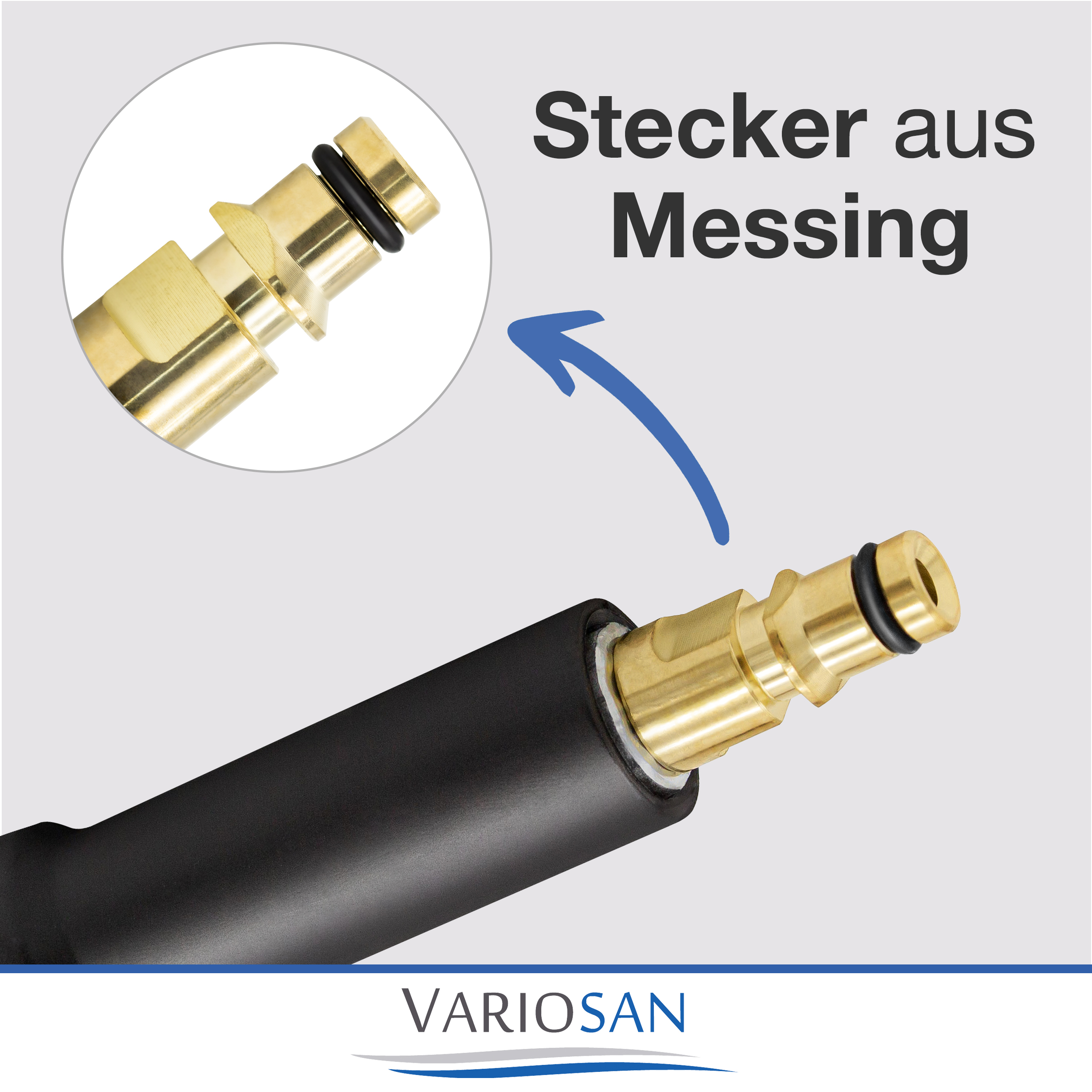 VARIOSAN Hochdruckschlauch für Hochdruckreiniger 16577, 15 m, Quick Connect, schwarz, 200 bar, passend u.a. zu Kärcher K2 K3 K4 K5 K6 K7 und 2.641-721.0