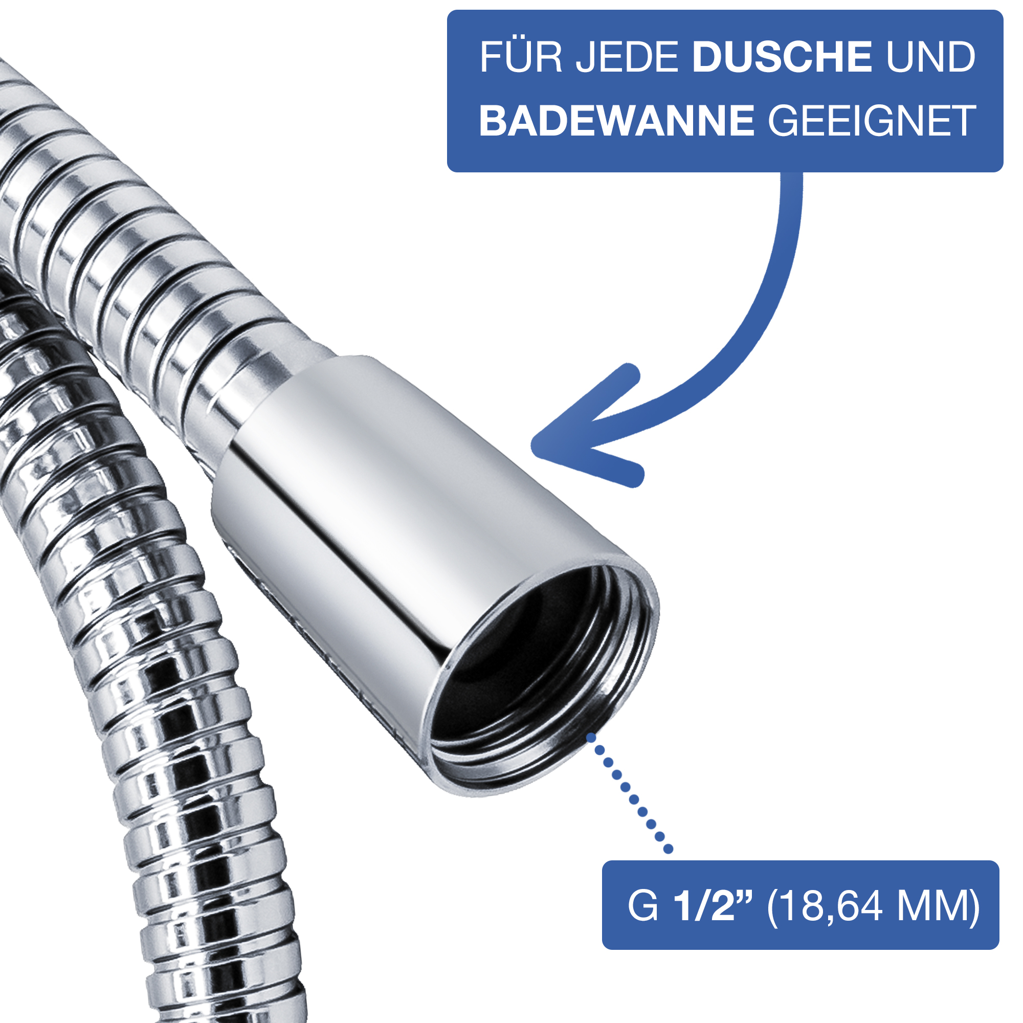 VARIOSAN Brauseschlauch Premium 10100, 2,00 m, Edelstahl, chrom, DN15