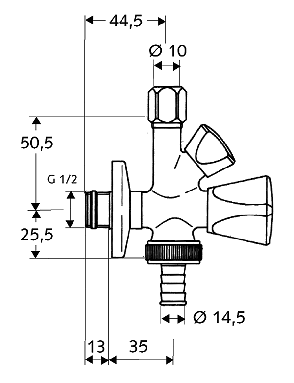 Schell 035450699 Kombi-Eckventil DN 15 (½") x 10mm, verchromt, selbstdichtend