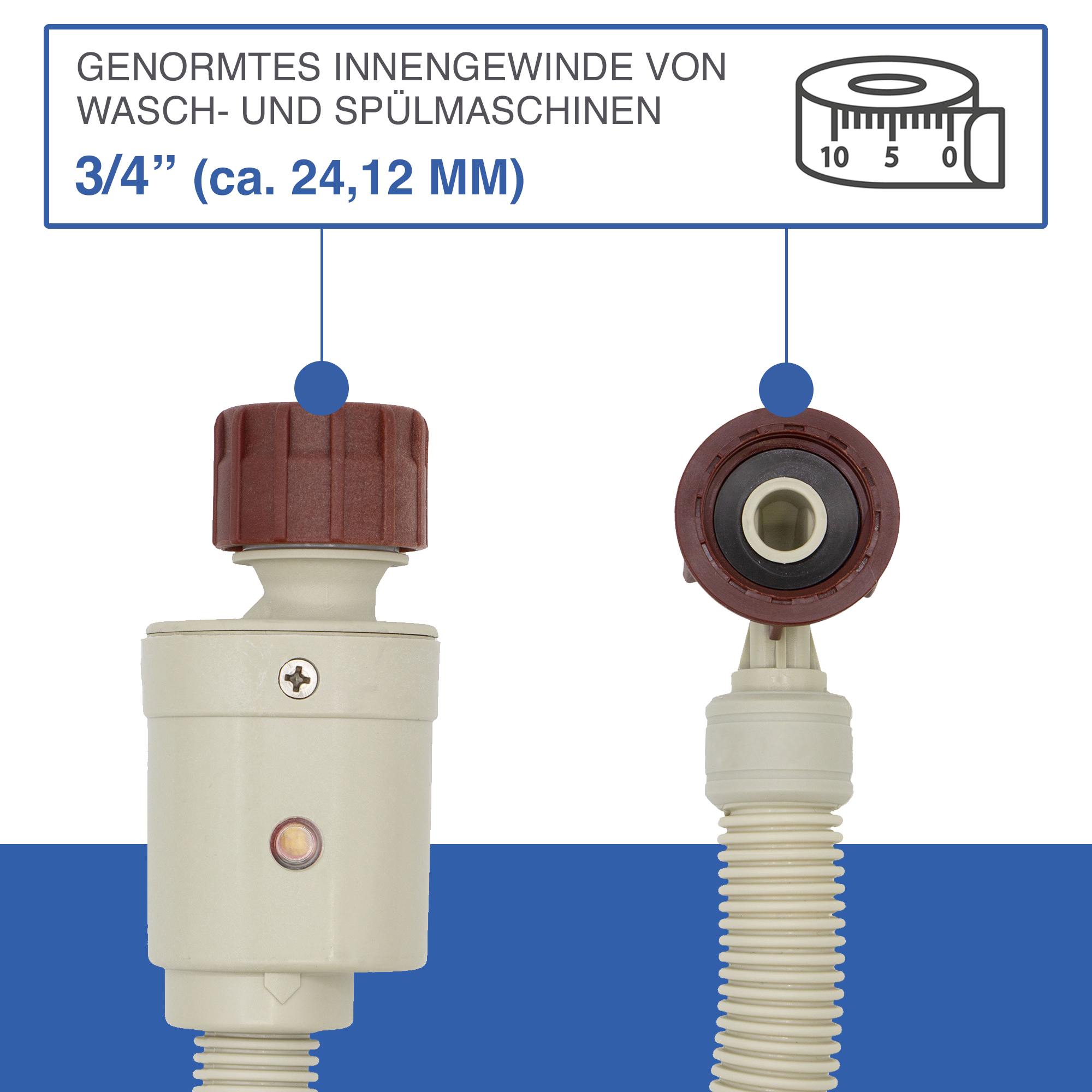 VARIOSAN Sicherheitszulaufschlauch 11121, 1,50 m, 3/4", Aquastop, für Waschmaschine und Geschirrspüler